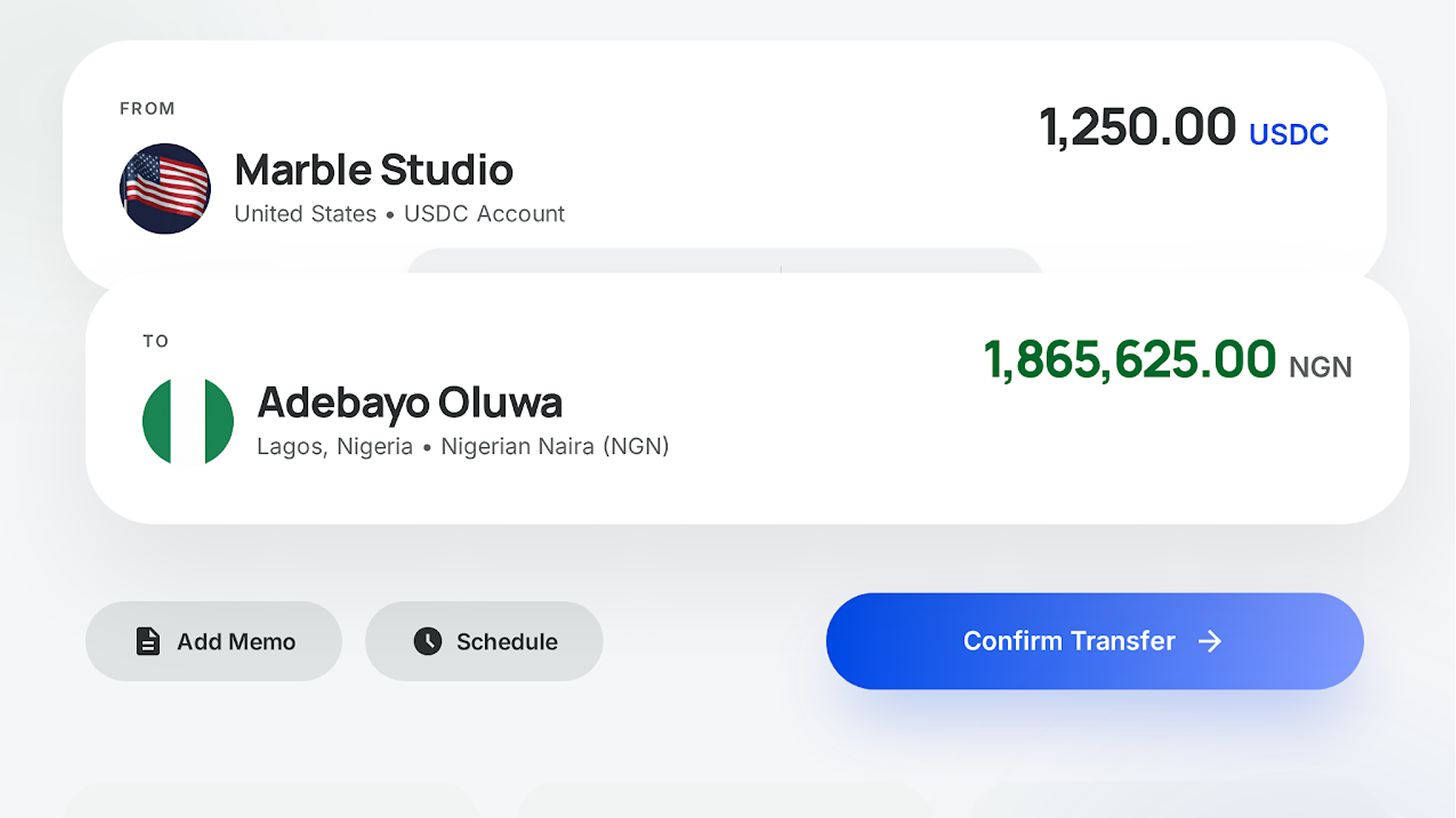 LedgeRoute transfer dashboard
